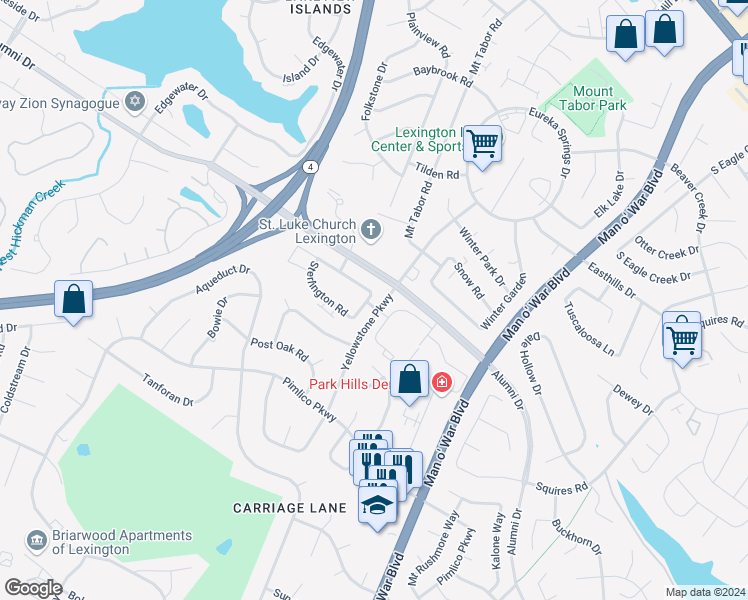map of restaurants, bars, coffee shops, grocery stores, and more near 2399 Chauvin Drive in Lexington