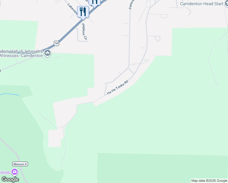 map of restaurants, bars, coffee shops, grocery stores, and more near 1067 Ha Ha Tonka Road in Camdenton