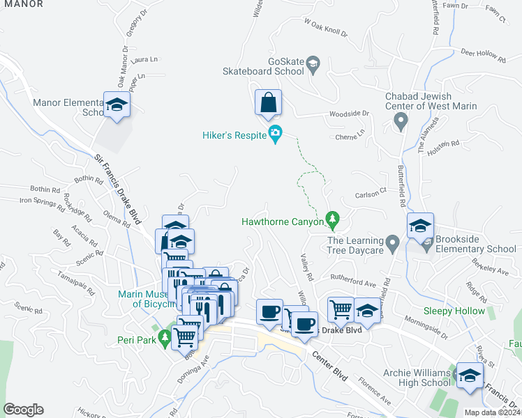 map of restaurants, bars, coffee shops, grocery stores, and more near 90 Chester Avenue in Fairfax