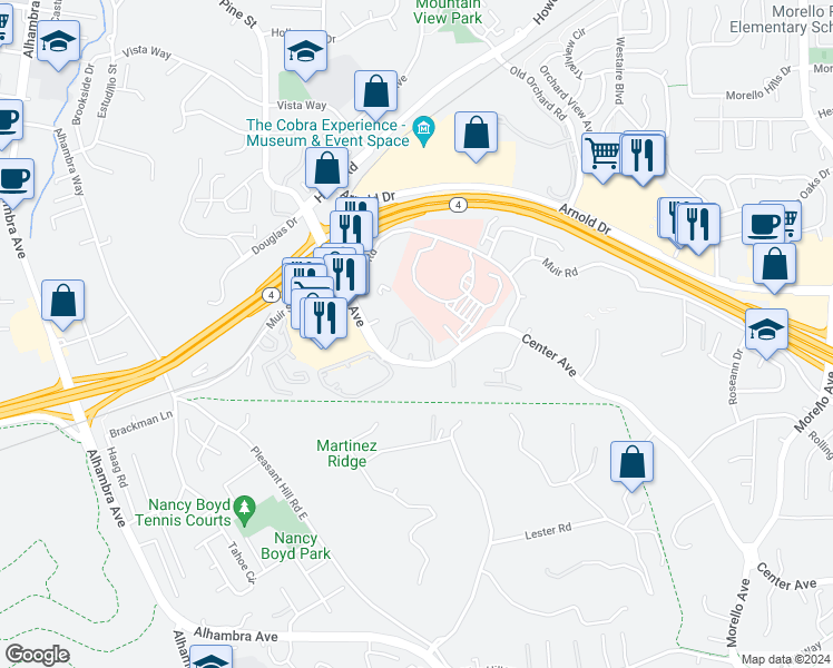 map of restaurants, bars, coffee shops, grocery stores, and more near 793 Center Avenue in Martinez