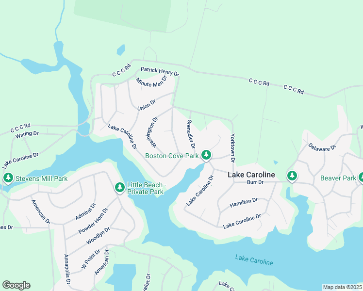 map of restaurants, bars, coffee shops, grocery stores, and more near 104 Patrick Henry Drive in Ruther Glen