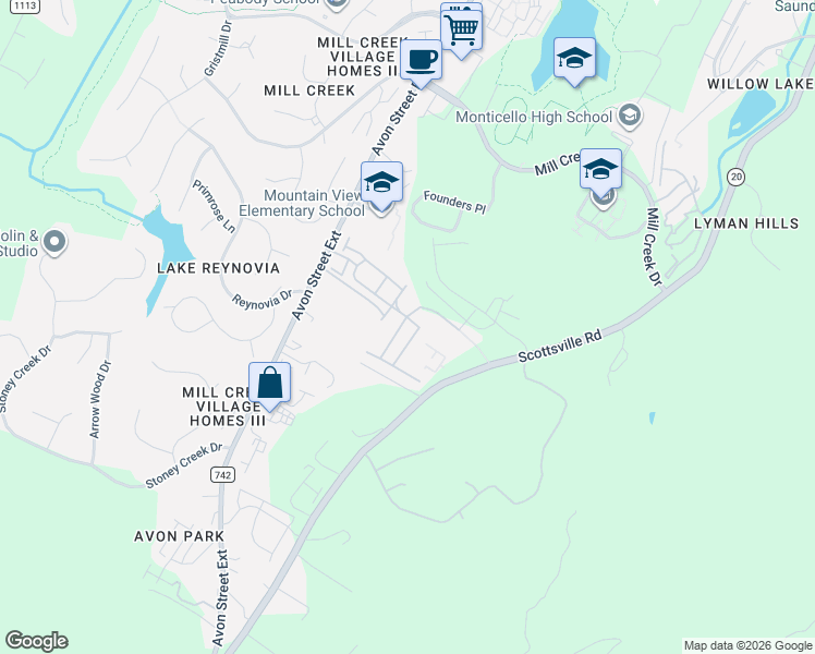 map of restaurants, bars, coffee shops, grocery stores, and more near 1568 Scottsville Road in Charlottesville