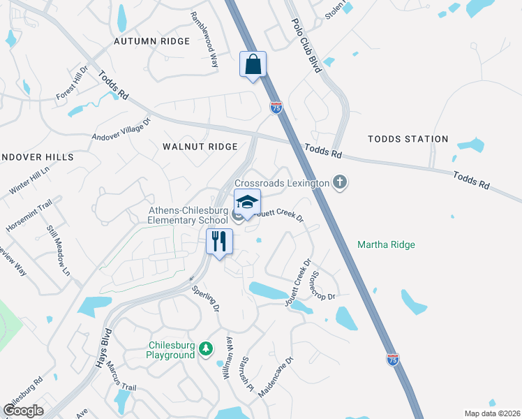map of restaurants, bars, coffee shops, grocery stores, and more near 4024 Boone Creek Road in Lexington