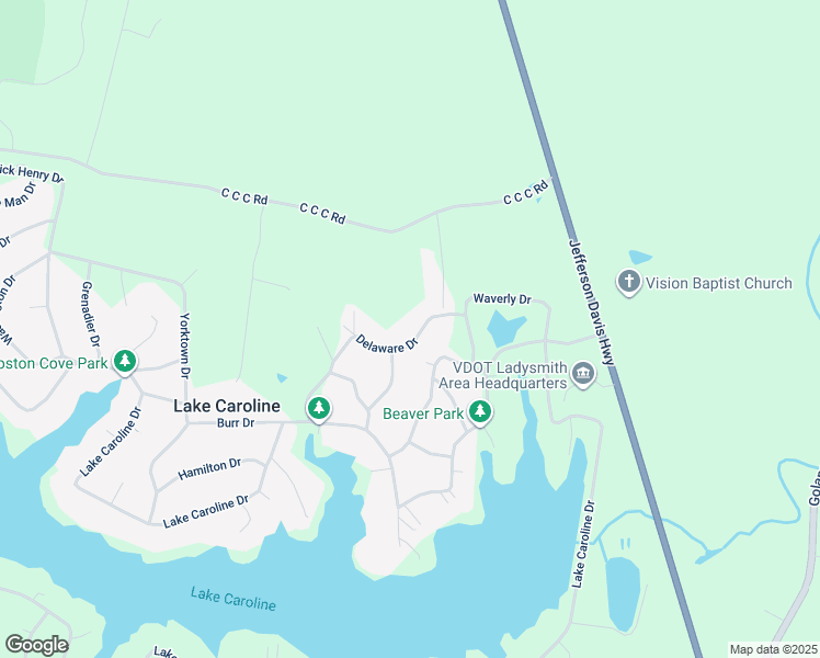 map of restaurants, bars, coffee shops, grocery stores, and more near 139 Delaware Drive in Ruther Glen