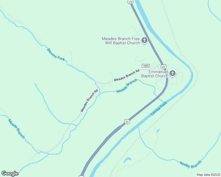 map of restaurants, bars, coffee shops, grocery stores, and more near 445 Meades Branch Road in Louisa