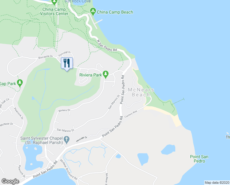 map of restaurants, bars, coffee shops, grocery stores, and more near 209 San Marino Drive in San Rafael