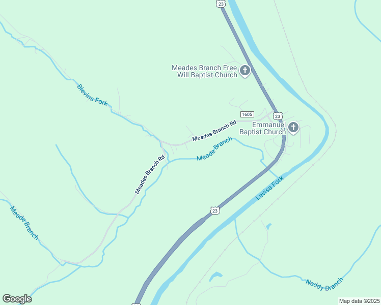 map of restaurants, bars, coffee shops, grocery stores, and more near 445 Meades Branch Road in Louisa