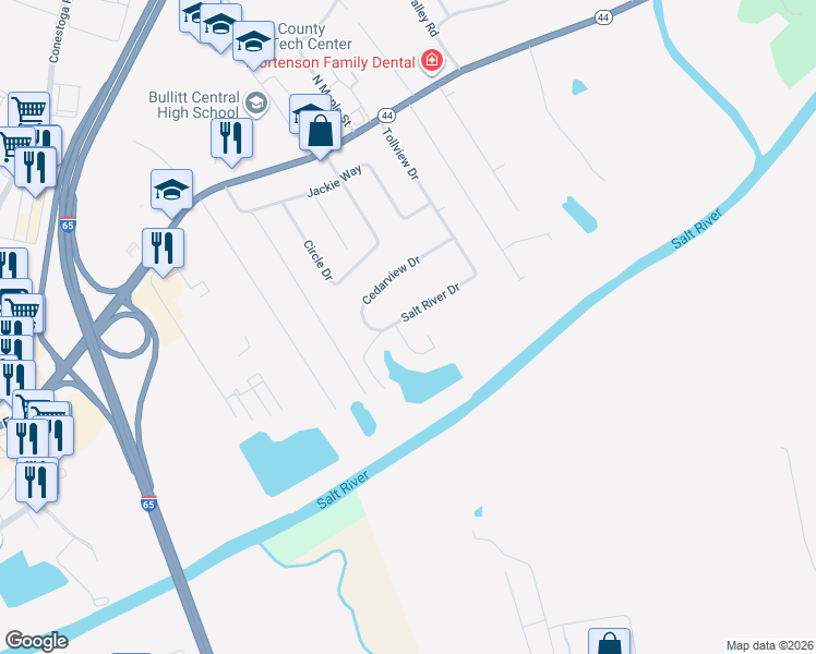 map of restaurants, bars, coffee shops, grocery stores, and more near 279 Cs-1116 in Shepherdsville