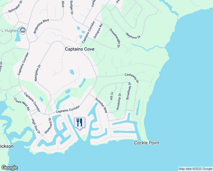 map of restaurants, bars, coffee shops, grocery stores, and more near 37400-37486 Broadside Drive in Greenbackville