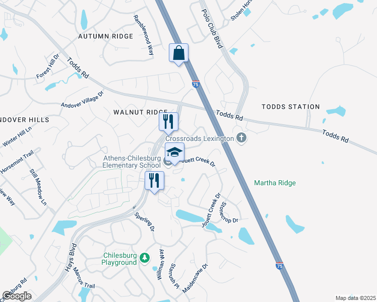 map of restaurants, bars, coffee shops, grocery stores, and more near 4024 Boone Creek Road in Lexington