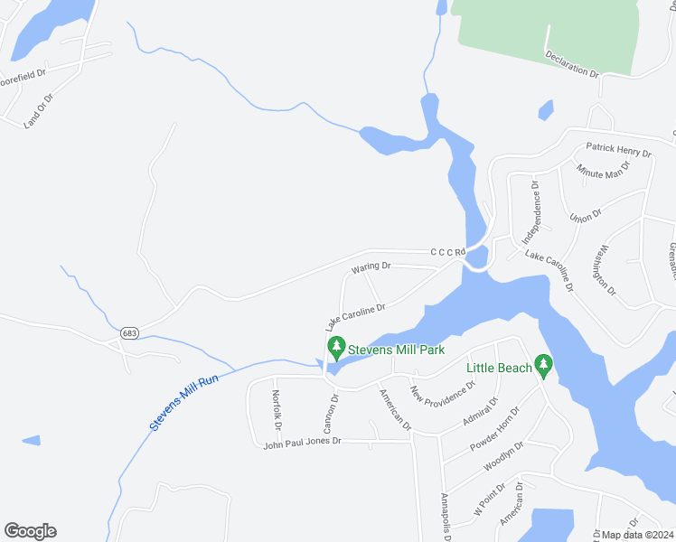 map of restaurants, bars, coffee shops, grocery stores, and more near 113 Waring Drive in Ruther Glen