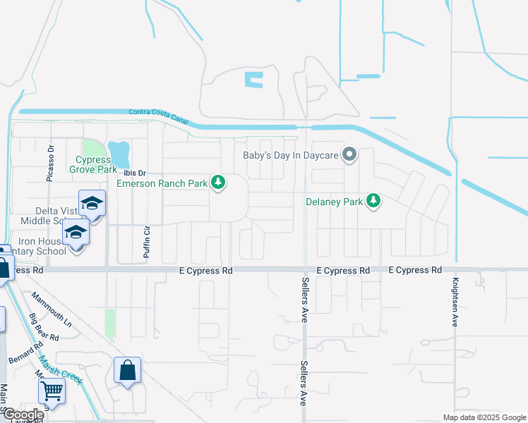 map of restaurants, bars, coffee shops, grocery stores, and more near 917 Winddrift Way in Oakley