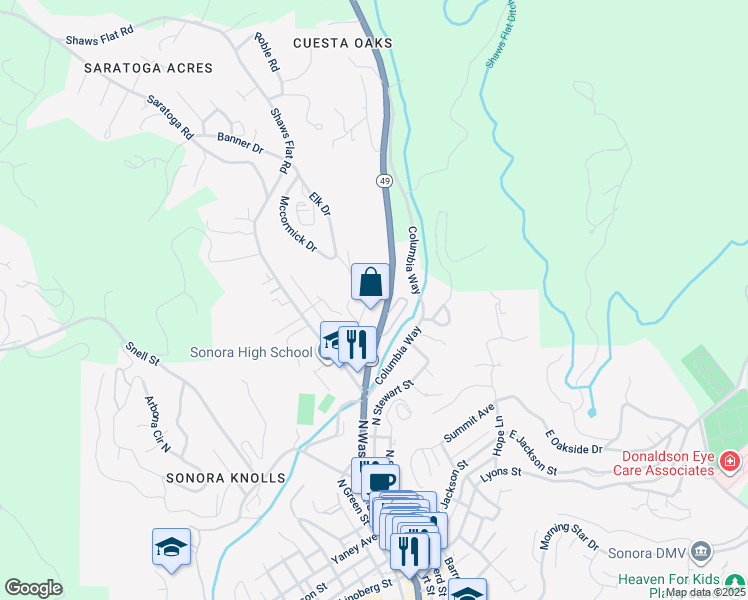map of restaurants, bars, coffee shops, grocery stores, and more near 8 Pesce Way in Sonora