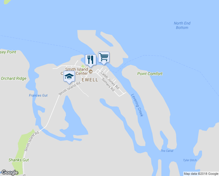 map of restaurants, bars, coffee shops, grocery stores, and more near 20935 Somers Road in Smith Island
