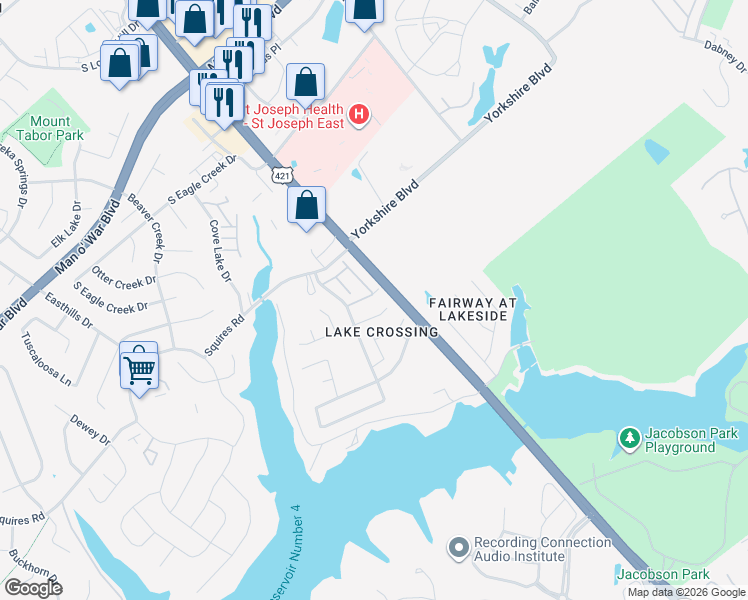 map of restaurants, bars, coffee shops, grocery stores, and more near 3673 Squires Woods Way in Lexington