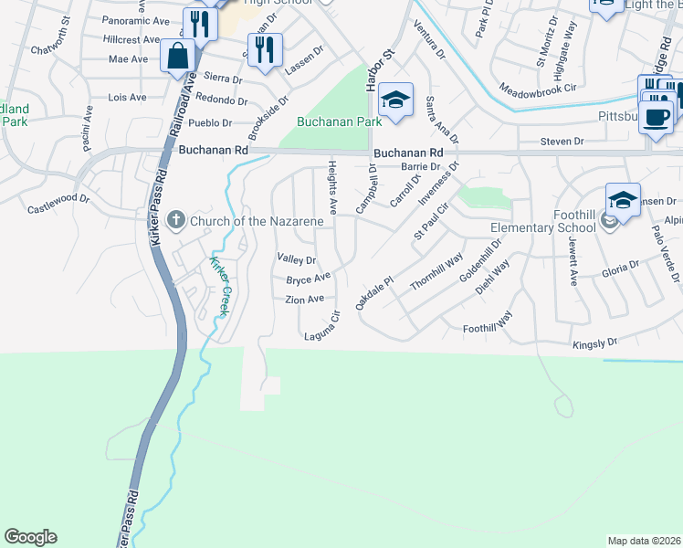 map of restaurants, bars, coffee shops, grocery stores, and more near 137 Laguna Circle in Pittsburg
