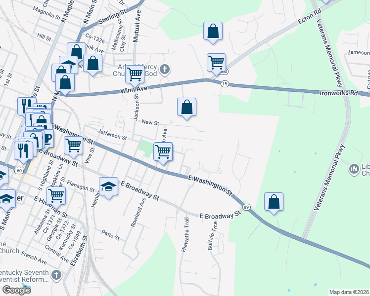 map of restaurants, bars, coffee shops, grocery stores, and more near 203 Crawford Court in Winchester