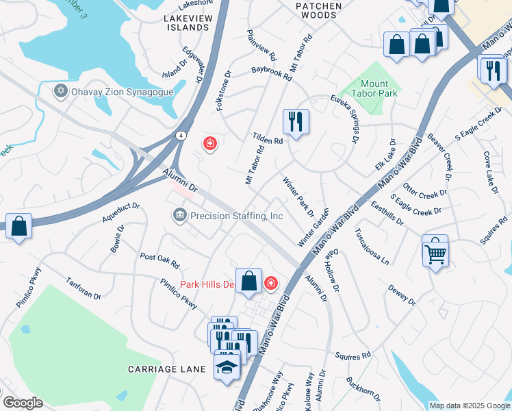 map of restaurants, bars, coffee shops, grocery stores, and more near 2973 Winter Garden in Lexington