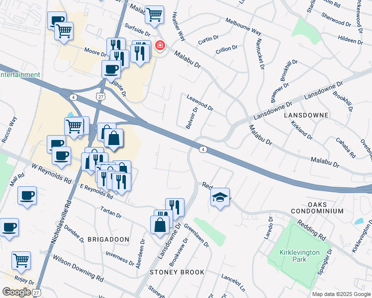 map of restaurants, bars, coffee shops, grocery stores, and more near 271 Argonne Circle in Lexington