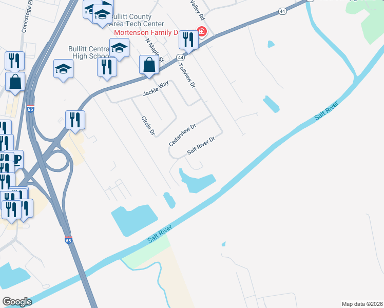 map of restaurants, bars, coffee shops, grocery stores, and more near 279 Cs-1116 in Shepherdsville