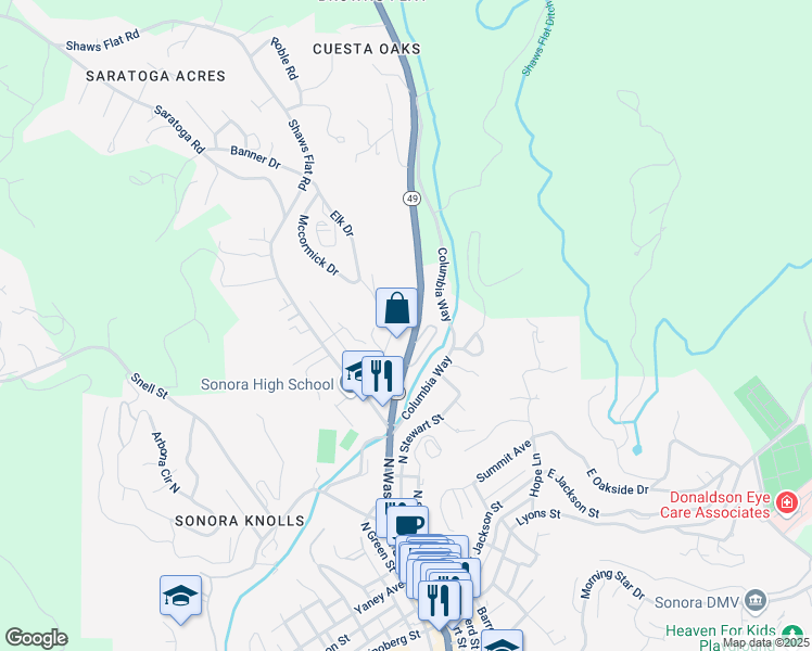 map of restaurants, bars, coffee shops, grocery stores, and more near 8 Pesce Way in Sonora