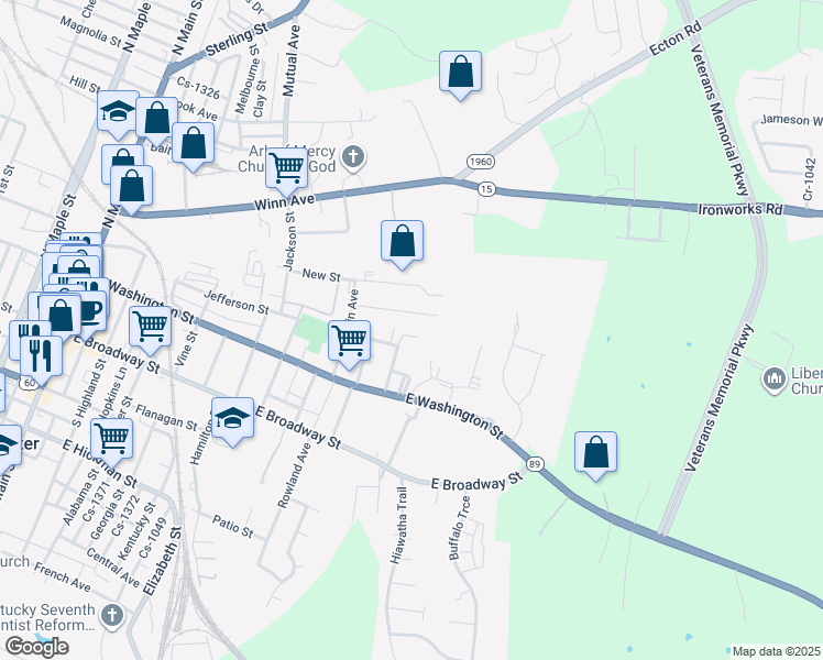 map of restaurants, bars, coffee shops, grocery stores, and more near 203 Crawford Court in Winchester