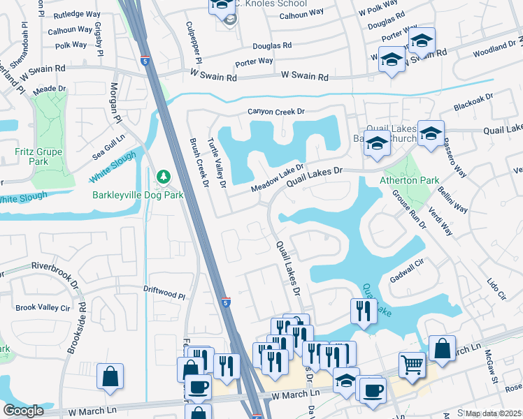 map of restaurants, bars, coffee shops, grocery stores, and more near 2602 Grizzly Hollow Way in Stockton