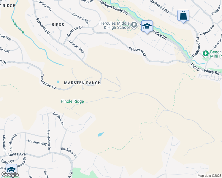 map of restaurants, bars, coffee shops, grocery stores, and more near 228 Malachite Court in Hercules