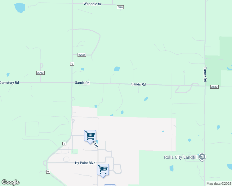 map of restaurants, bars, coffee shops, grocery stores, and more near 11350 County Road 2180 in Rolla