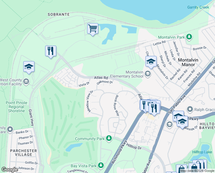 map of restaurants, bars, coffee shops, grocery stores, and more near 5772 Fern Meadow Court in Richmond
