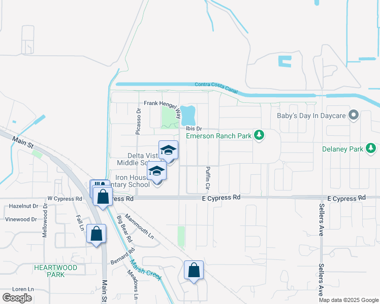 map of restaurants, bars, coffee shops, grocery stores, and more near 60 Sandhill Crane Court in Oakley