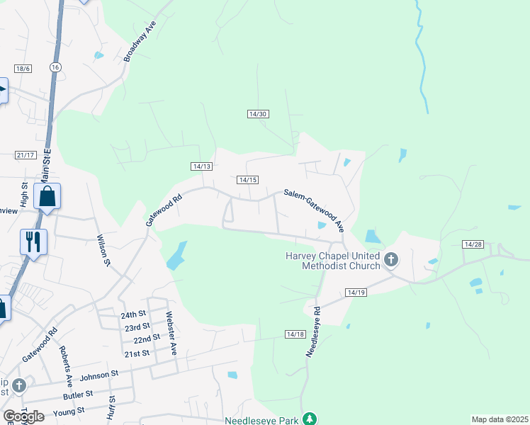 map of restaurants, bars, coffee shops, grocery stores, and more near 39 Driveway in Fayetteville