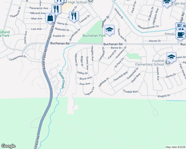 map of restaurants, bars, coffee shops, grocery stores, and more near 4358 Heights Avenue in Pittsburg