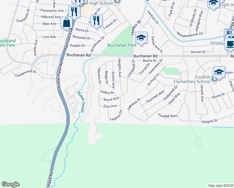 map of restaurants, bars, coffee shops, grocery stores, and more near 137 Laguna Circle in Pittsburg