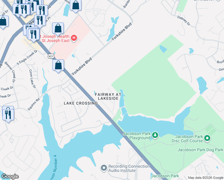 map of restaurants, bars, coffee shops, grocery stores, and more near 3628 Park Pointe Drive in Lexington