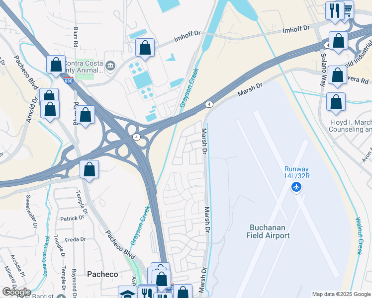 map of restaurants, bars, coffee shops, grocery stores, and more near 337 Vista Del Rio Drive in Pacheco