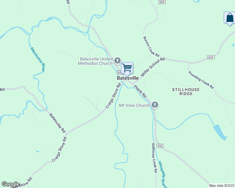 map of restaurants, bars, coffee shops, grocery stores, and more near 1521 Craigs Store Road in Afton