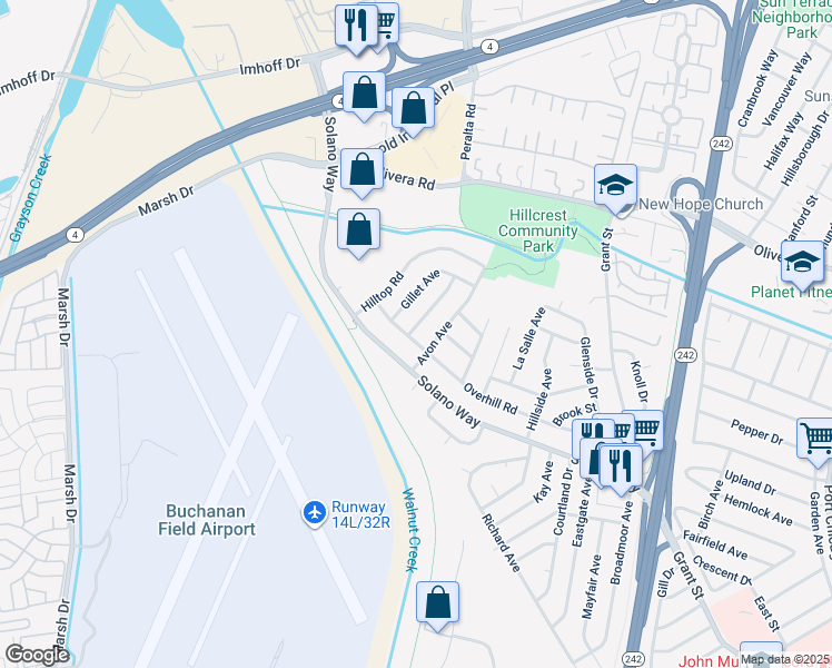 map of restaurants, bars, coffee shops, grocery stores, and more near 1865 Overhill Road in Concord