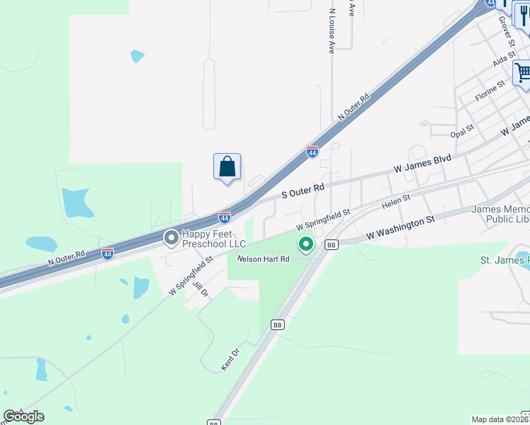 map of restaurants, bars, coffee shops, grocery stores, and more near 6 Marion Drive in Saint James