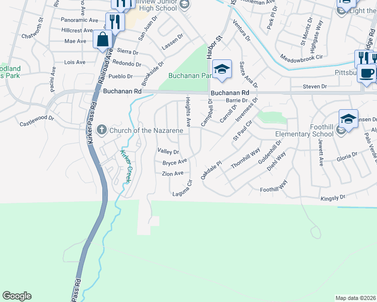 map of restaurants, bars, coffee shops, grocery stores, and more near 137 Laguna Circle in Pittsburg
