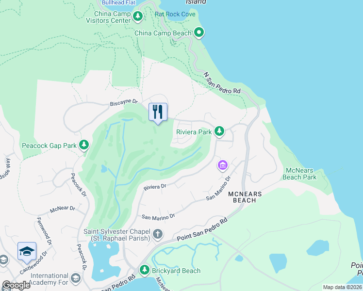 map of restaurants, bars, coffee shops, grocery stores, and more near 137 Knollwood Drive in San Rafael