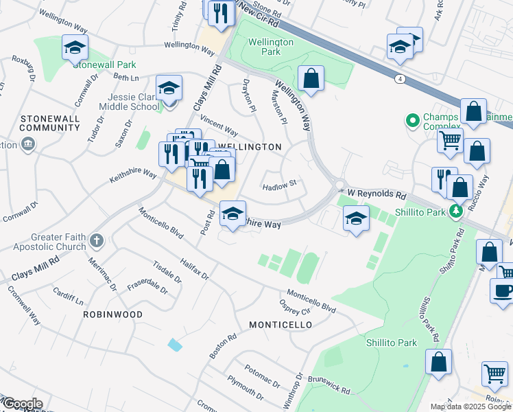 map of restaurants, bars, coffee shops, grocery stores, and more near 3253 Keithshire Way in Lexington