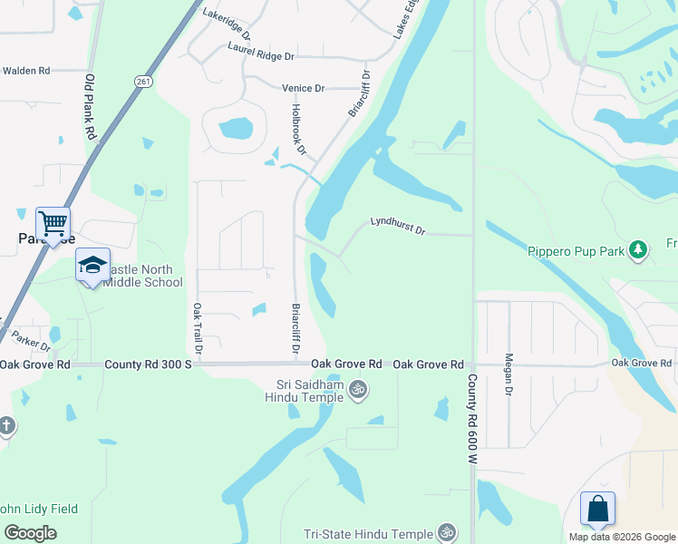 map of restaurants, bars, coffee shops, grocery stores, and more near 2733 Blue Lake Court in Newburgh