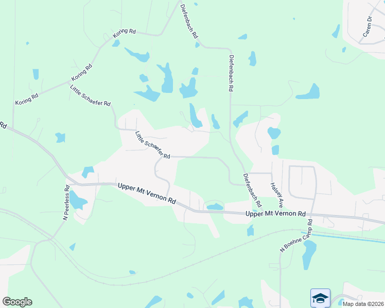 map of restaurants, bars, coffee shops, grocery stores, and more near 6401 Little Schaefer Road in Evansville