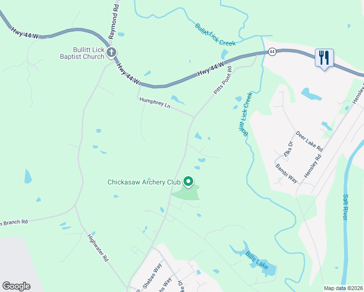 map of restaurants, bars, coffee shops, grocery stores, and more near 505 Pitts Point Road in Shepherdsville