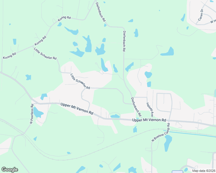map of restaurants, bars, coffee shops, grocery stores, and more near 6401 Little Schaefer Road in Evansville