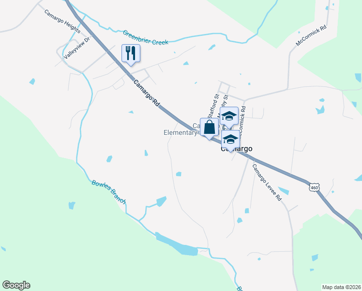 map of restaurants, bars, coffee shops, grocery stores, and more near 4120 Camargo Road in Mount Sterling