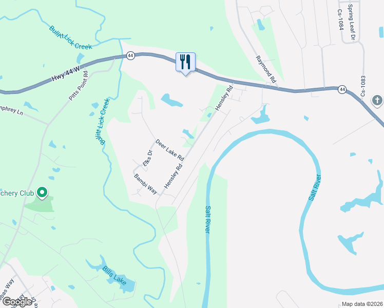 map of restaurants, bars, coffee shops, grocery stores, and more near 424 Hensley Road in Shepherdsville
