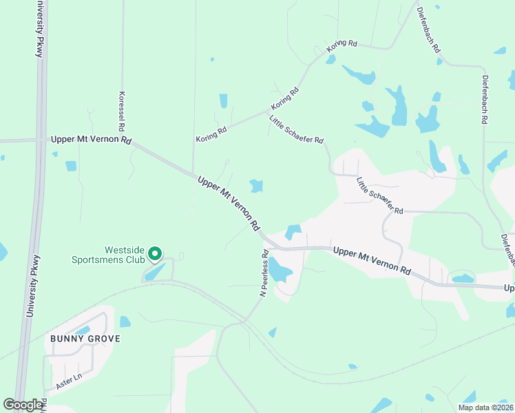 map of restaurants, bars, coffee shops, grocery stores, and more near 7525 Upper Mount Vernon Road in Evansville