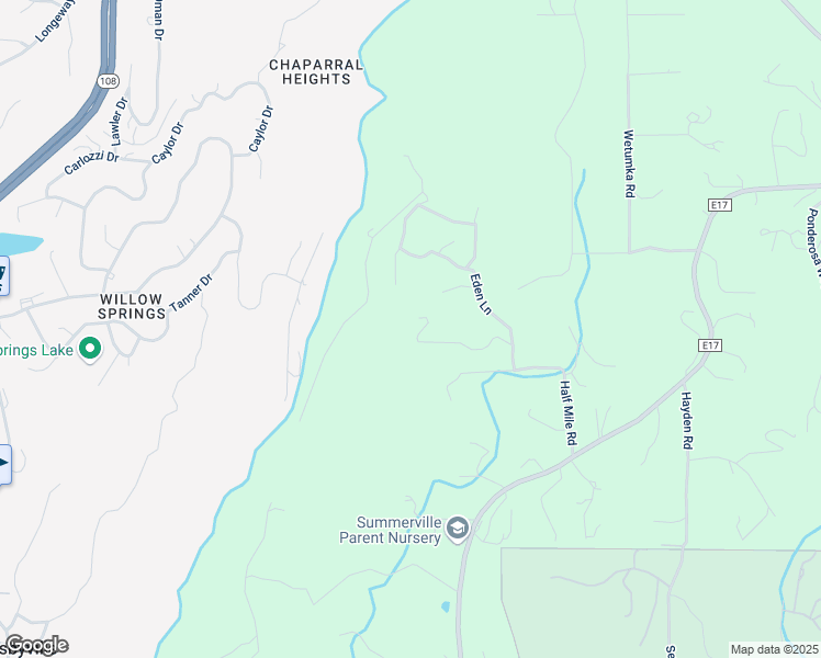 map of restaurants, bars, coffee shops, grocery stores, and more near 20690 Eden Ln in Tuolumne